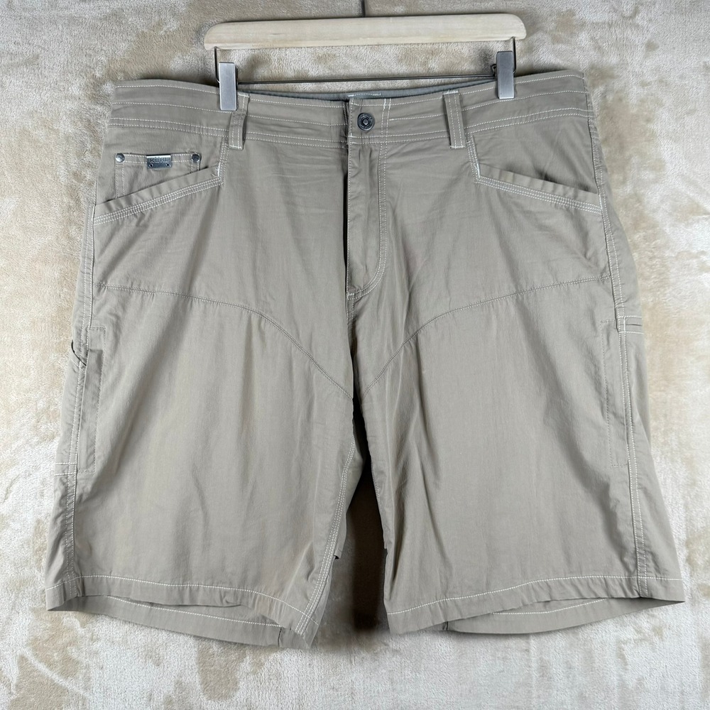 Kuhl Revolvr Mens Size 40 Shorts Tan Khaki Vented‎ Crotch Stretch Hiking Cargo